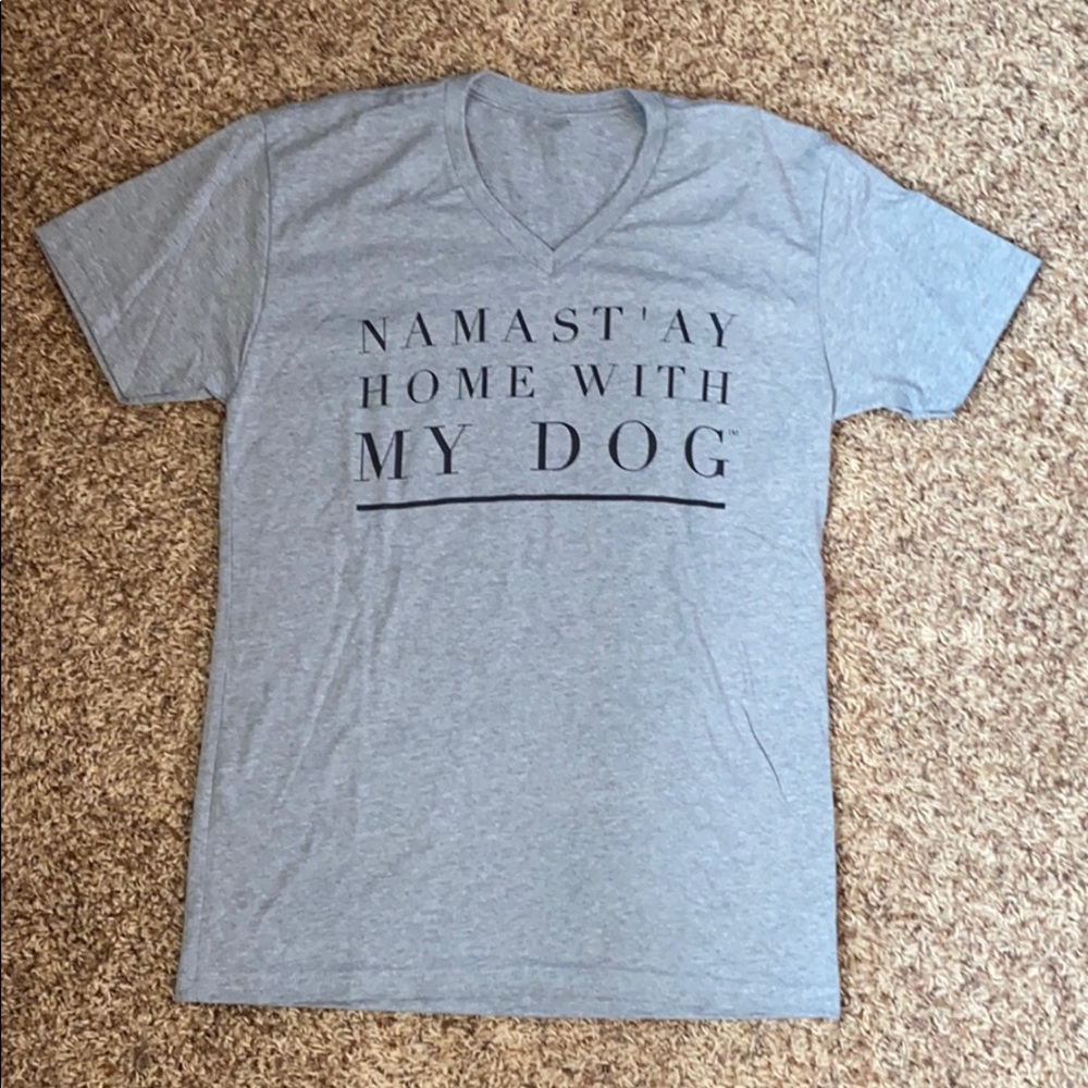 Graphic Gray Tee - Namast’ay Home With My Dog